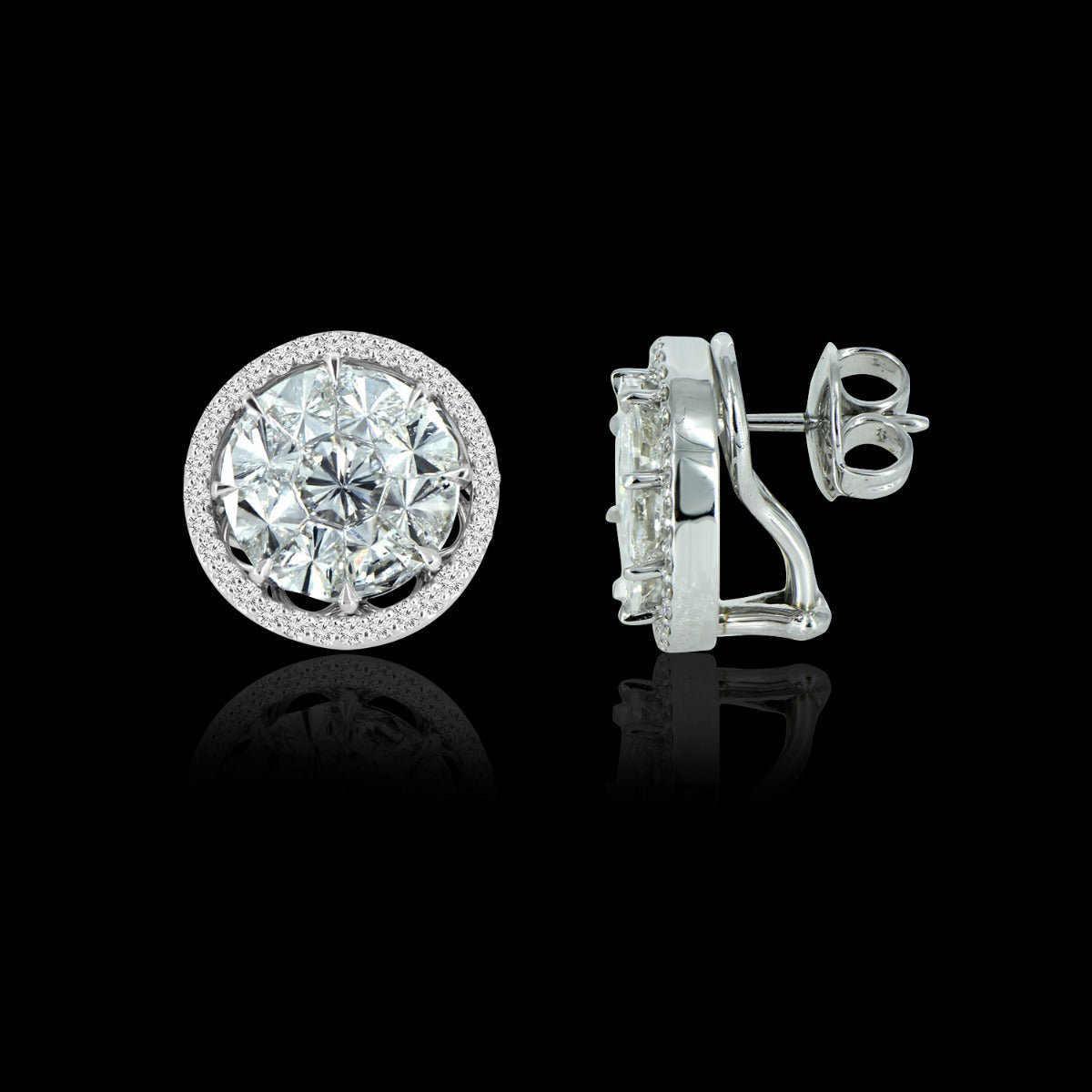 Round Shimmery Diamond Earrings