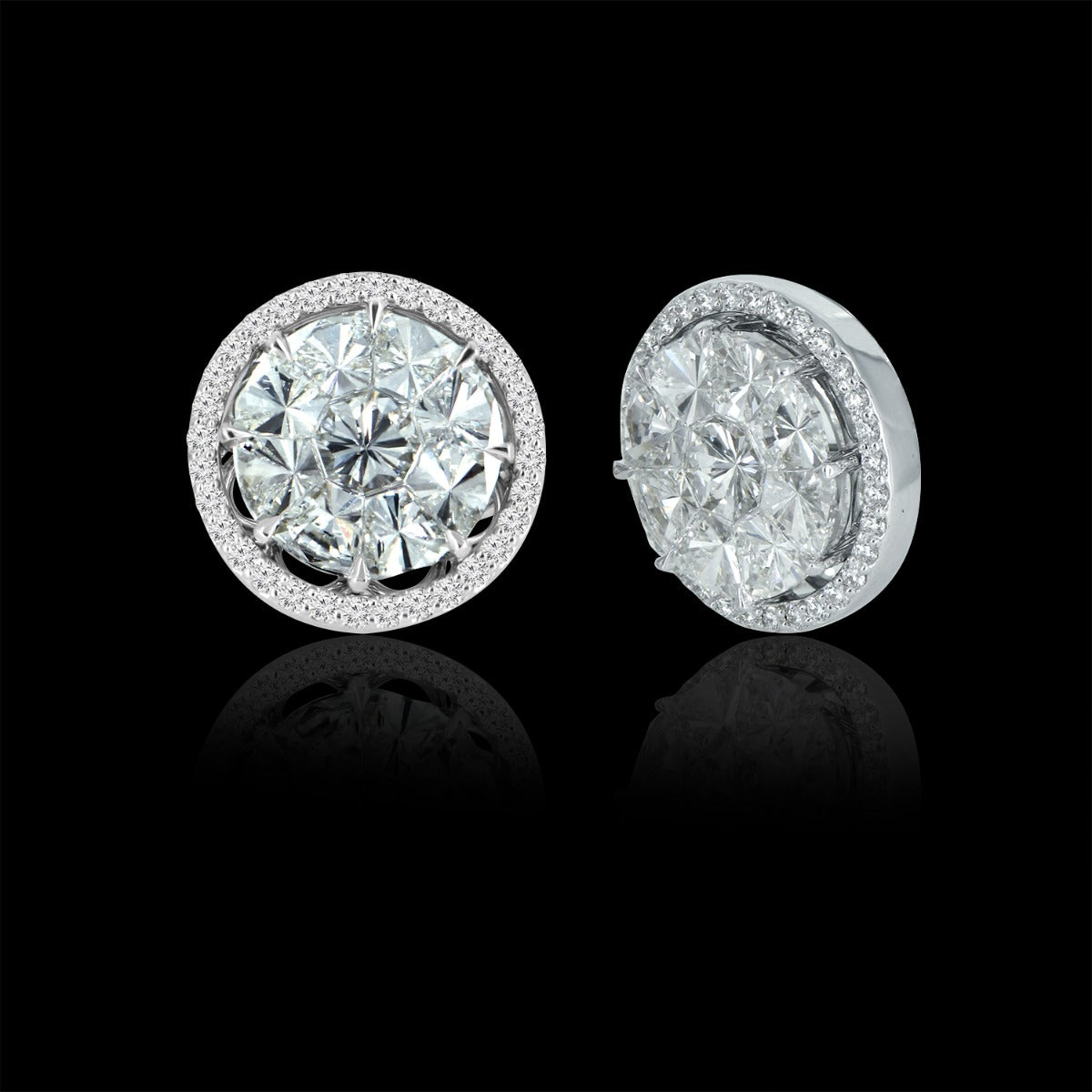 Round Shimmery Diamond Earrings