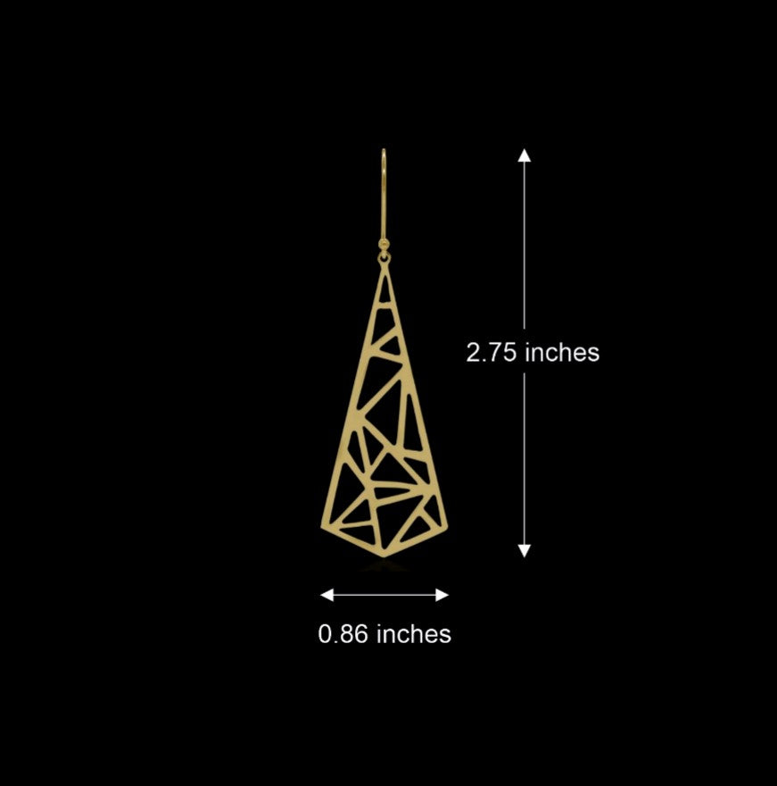 Golden Triangular Drop Earrings