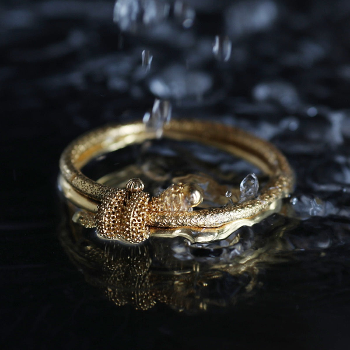 Knotted Gold Bangle