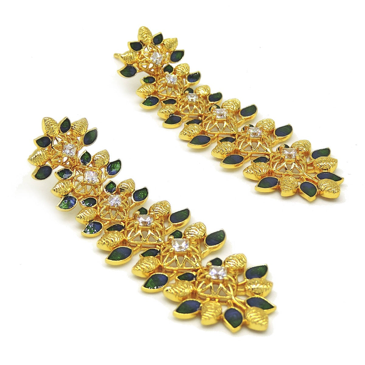 Sleek Frond Drop Earrings