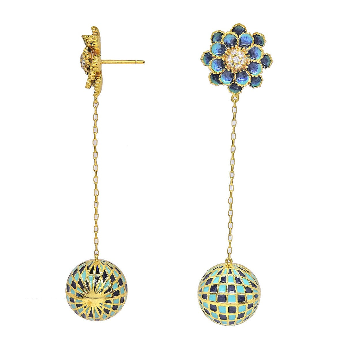 Checkered Ball Drop Earrings