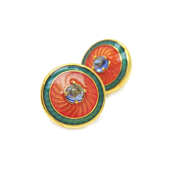 Encircled Enamel Stud Earrings