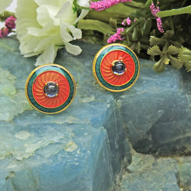 Encircled Enamel Stud Earrings