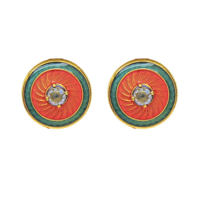Encircled Enamel Stud Earrings