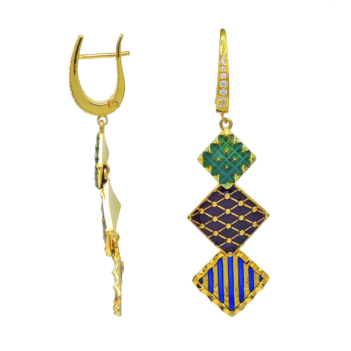 Square Delight Enamel Drop Earrings