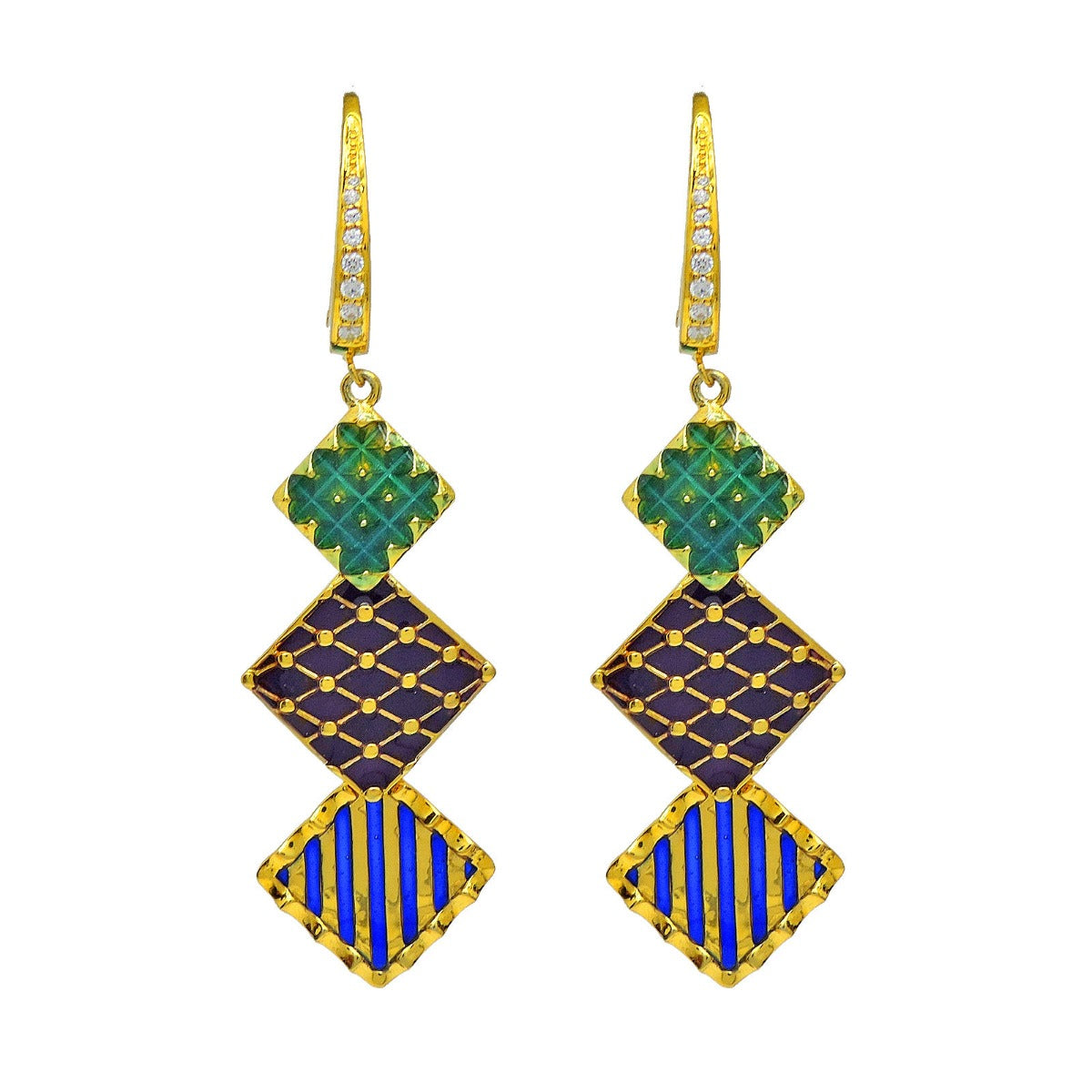 Square Delight Enamel Drop Earrings