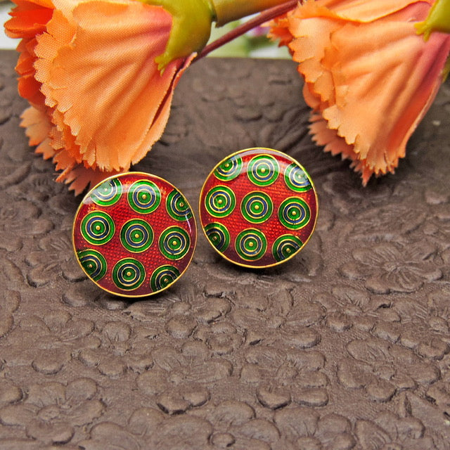Circlet Enamel Stud Earrings