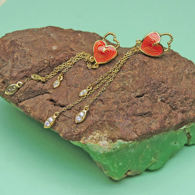 Posy Heart Enamel Drop Earrings