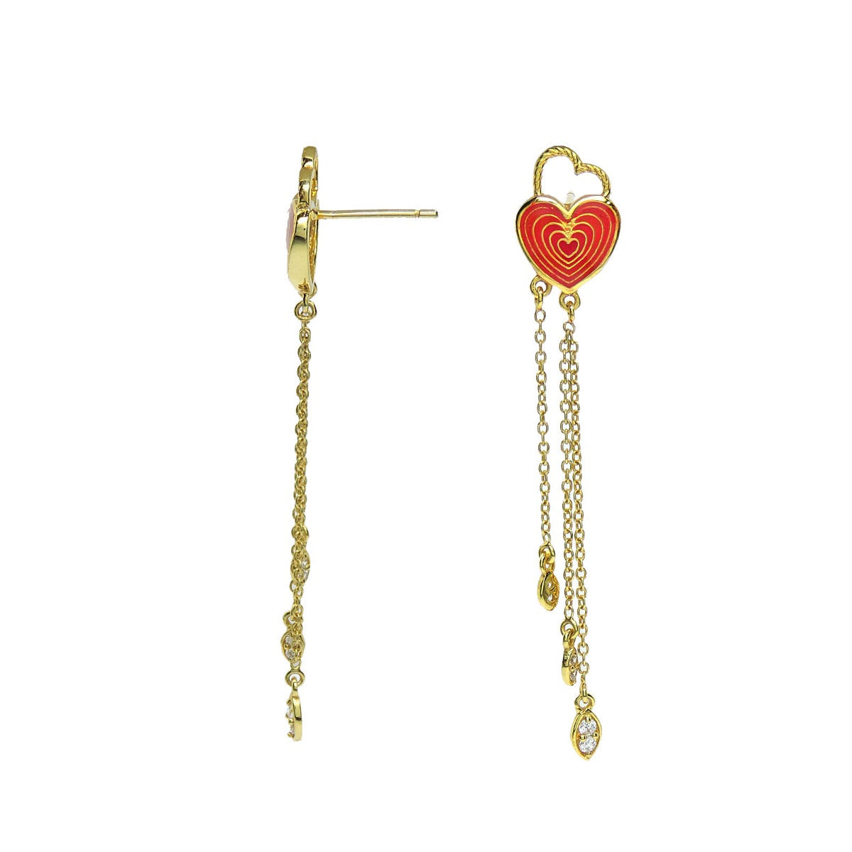 Posy Heart Enamel Drop Earrings