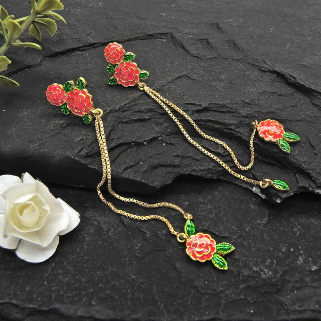 Dancing Floret Enamel Drop Earrings