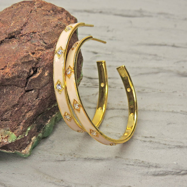 Liner Enamel Hoop Earrings