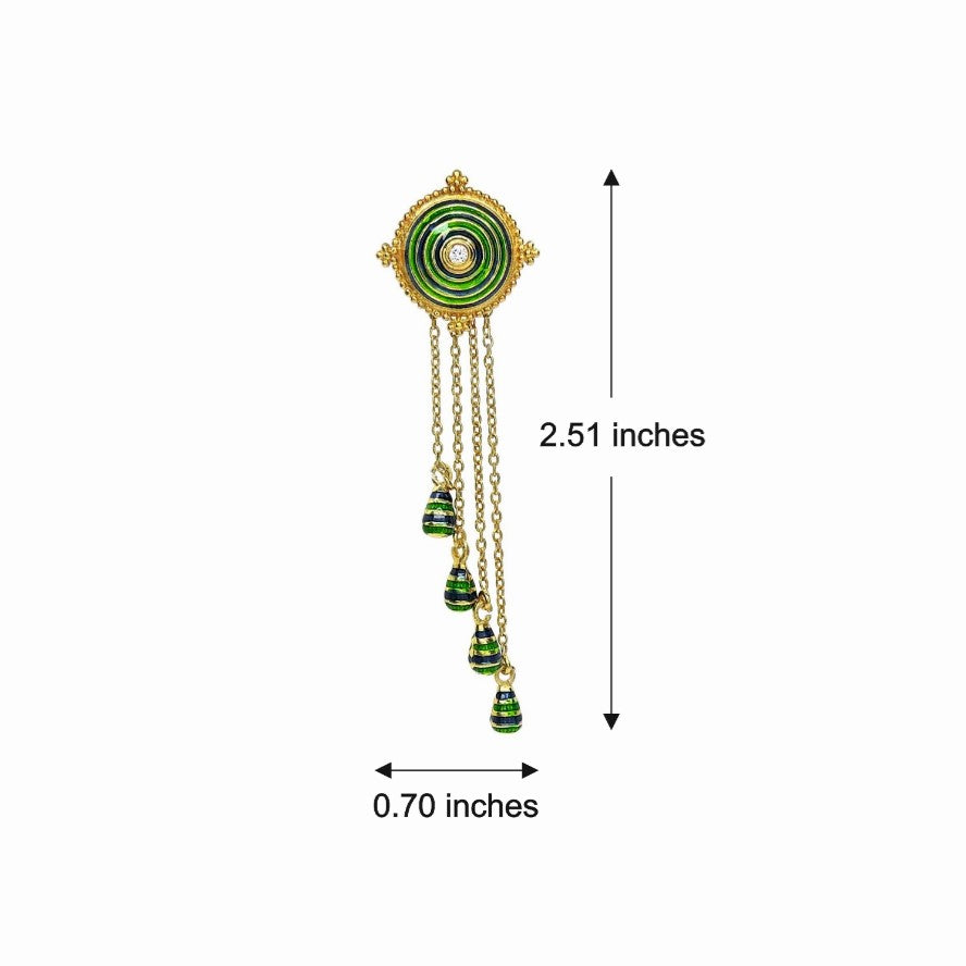 Gleaming Green Enamel Drop Earrings