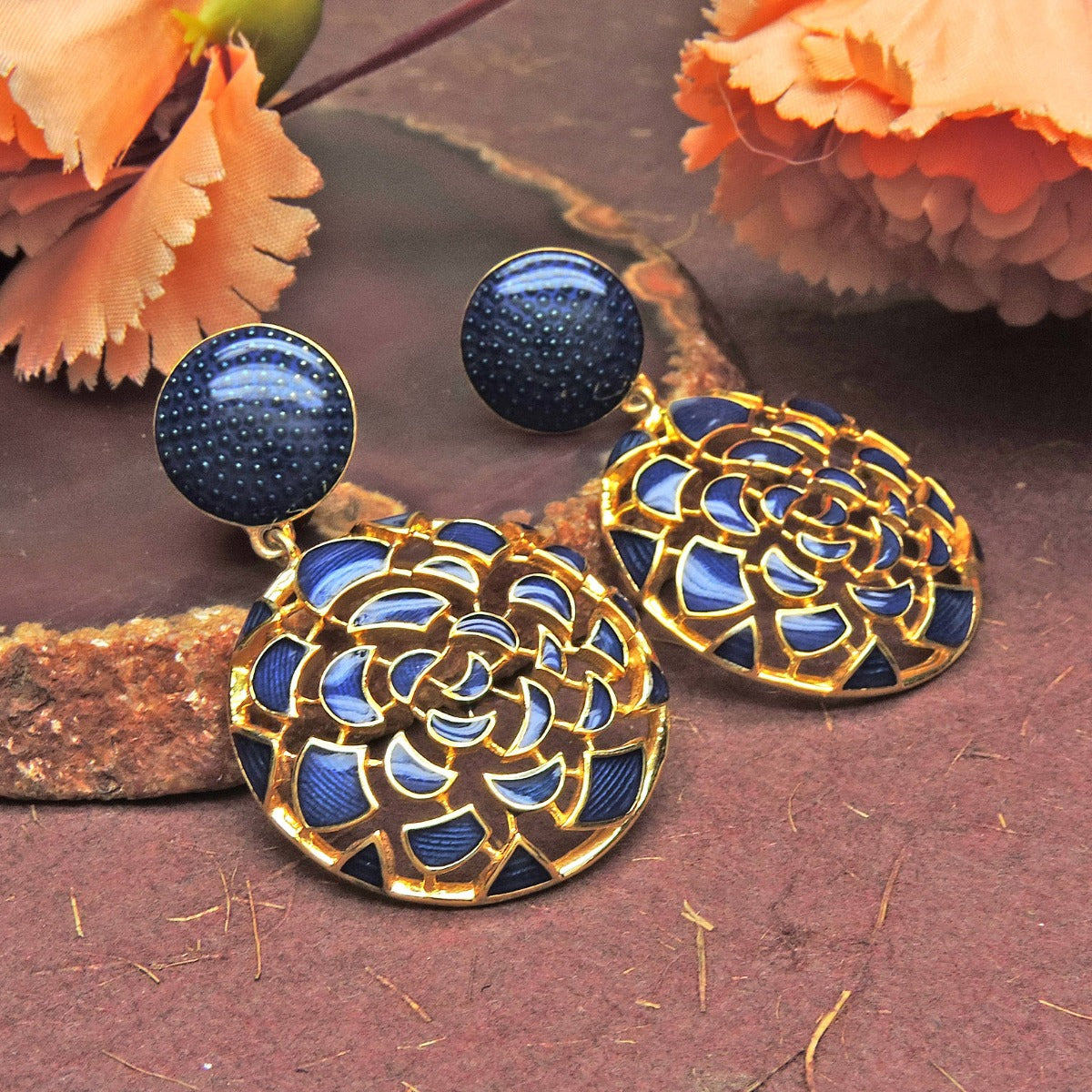 Enigmatic Blue Enamel Earrings