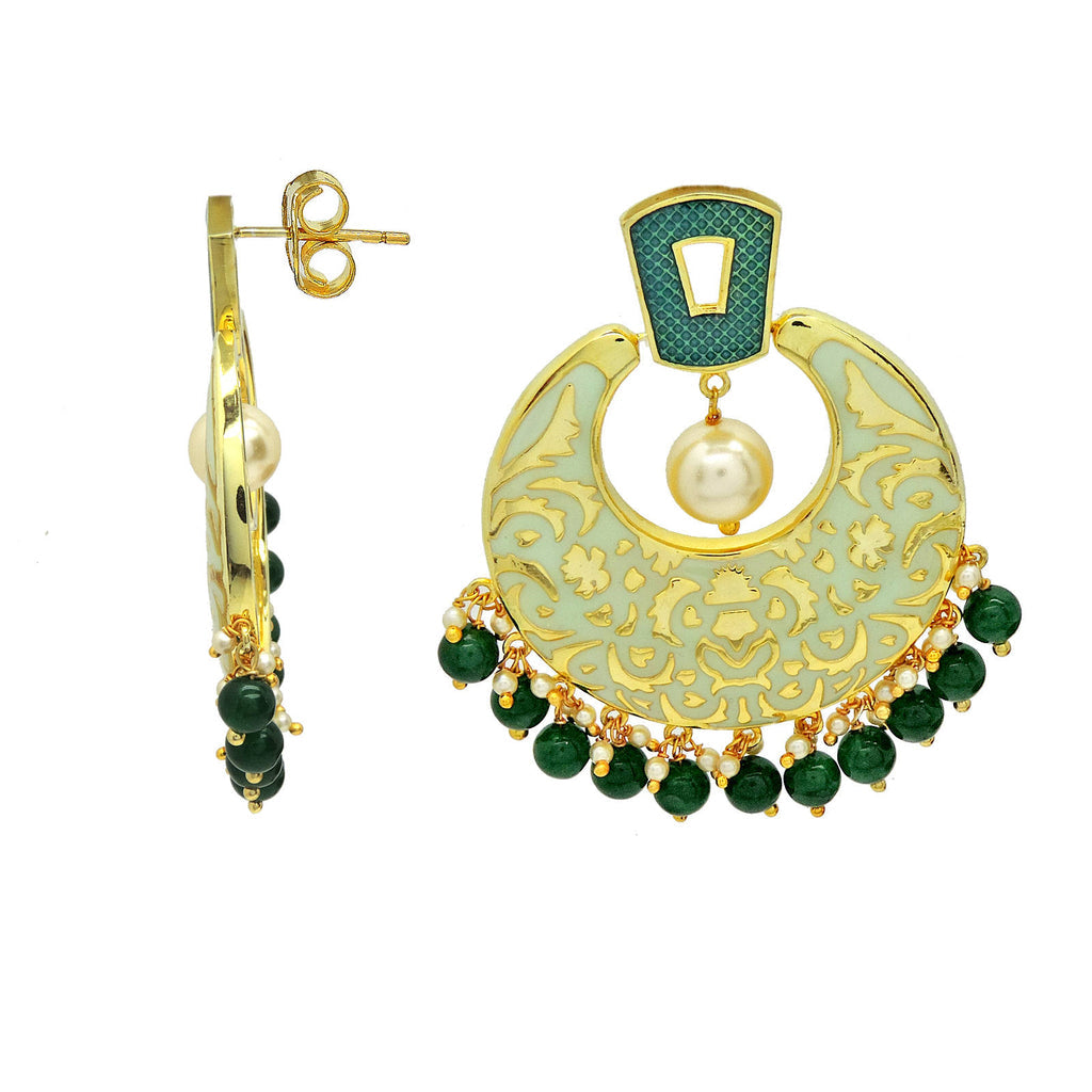 Glinting Beauty Enamel Chandbali Earrings