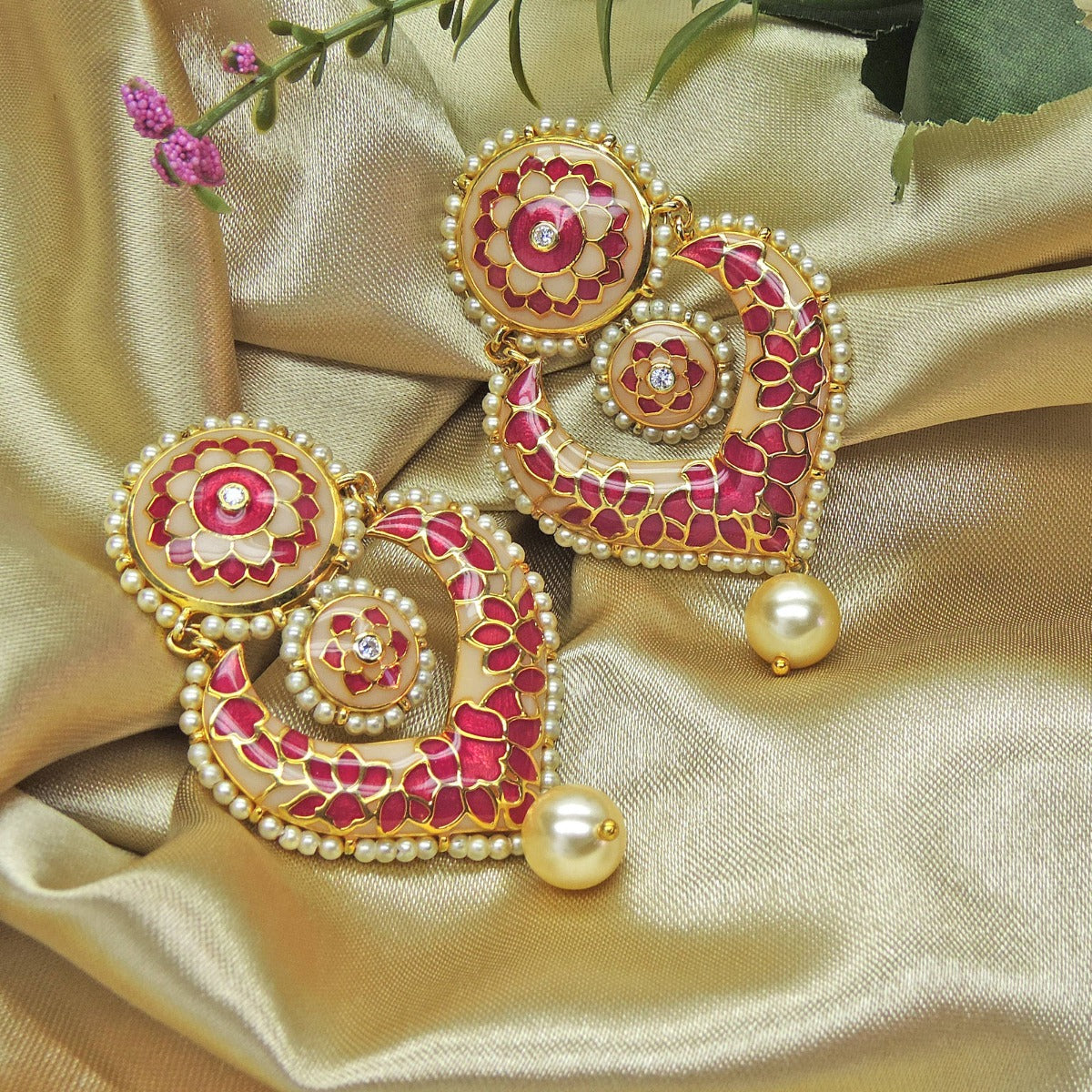 Fiona Enamel Chandbali Earrings