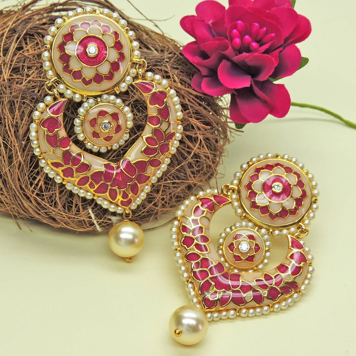 Fiona Enamel Chandbali Earrings