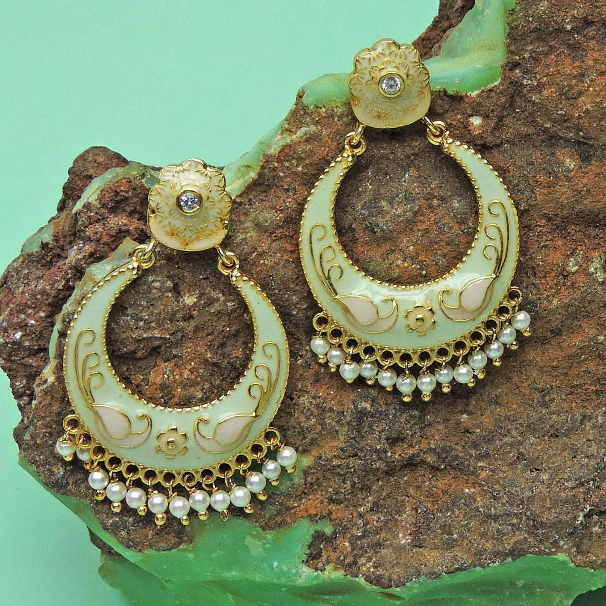Pestal Enamel Chandbali Earrings