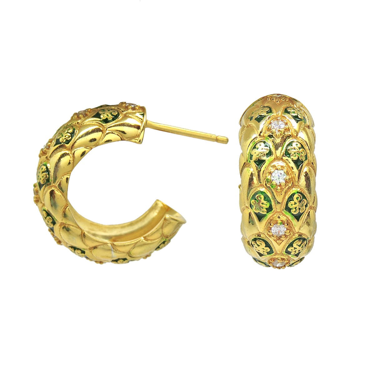 Opulent Enamel Hoops Earrings