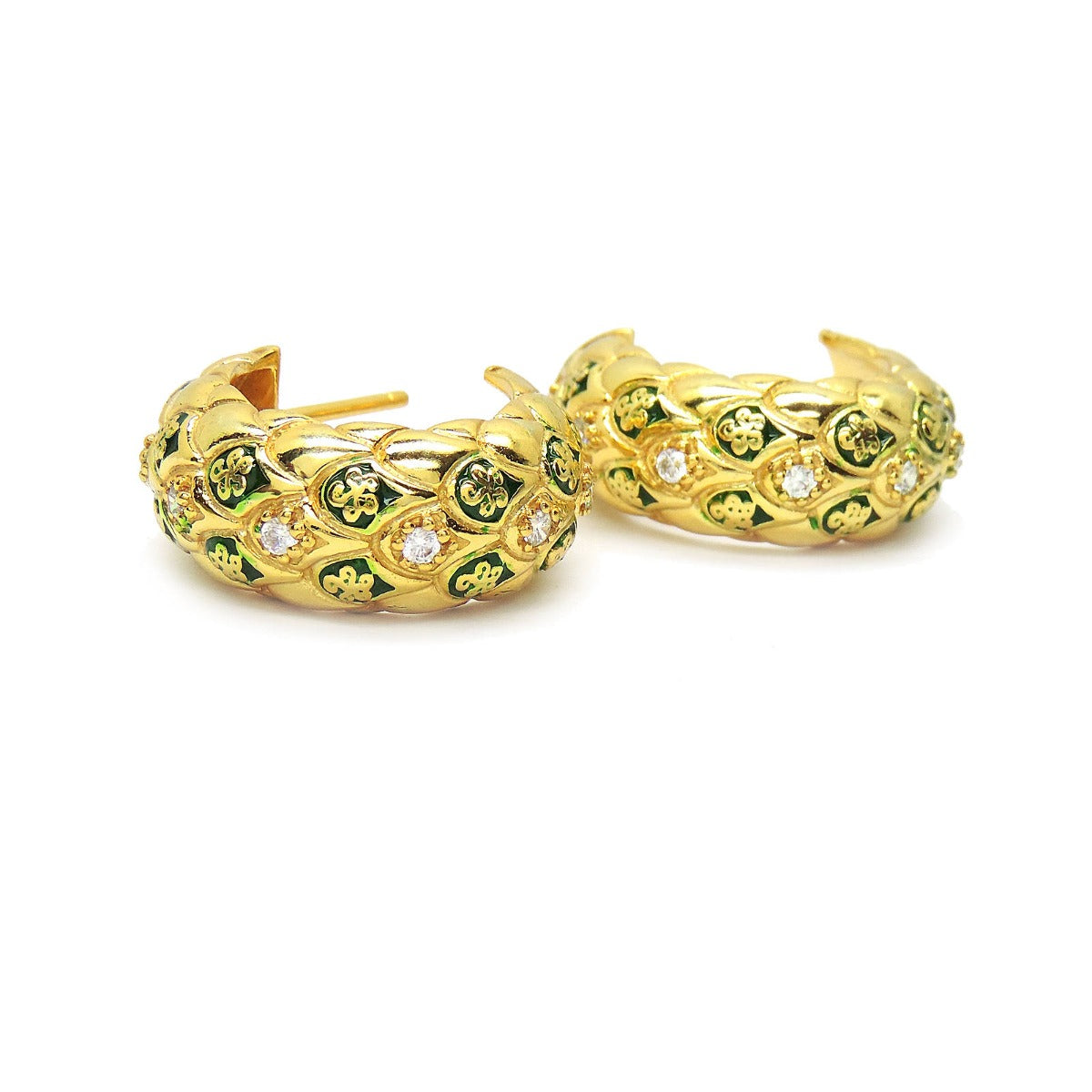 Opulent Enamel Hoops Earrings
