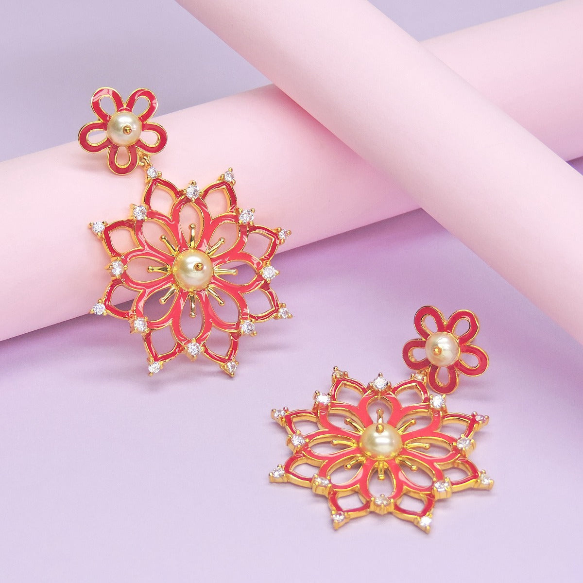 Spring Blossom Enamel Earrings