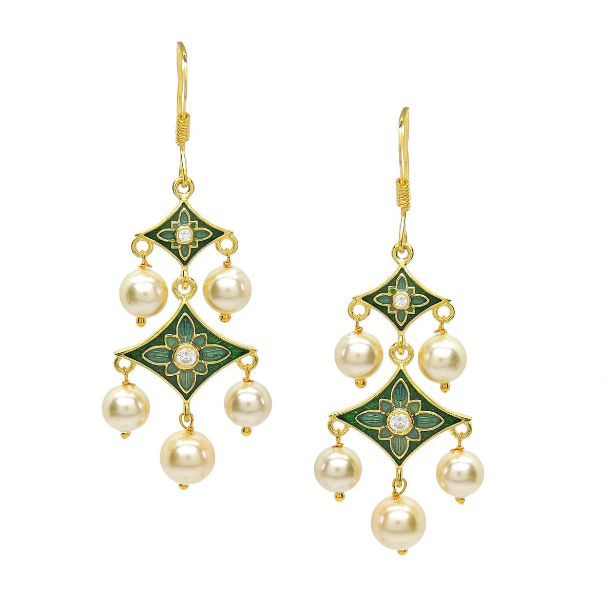 Green Summer Enamel Earrings