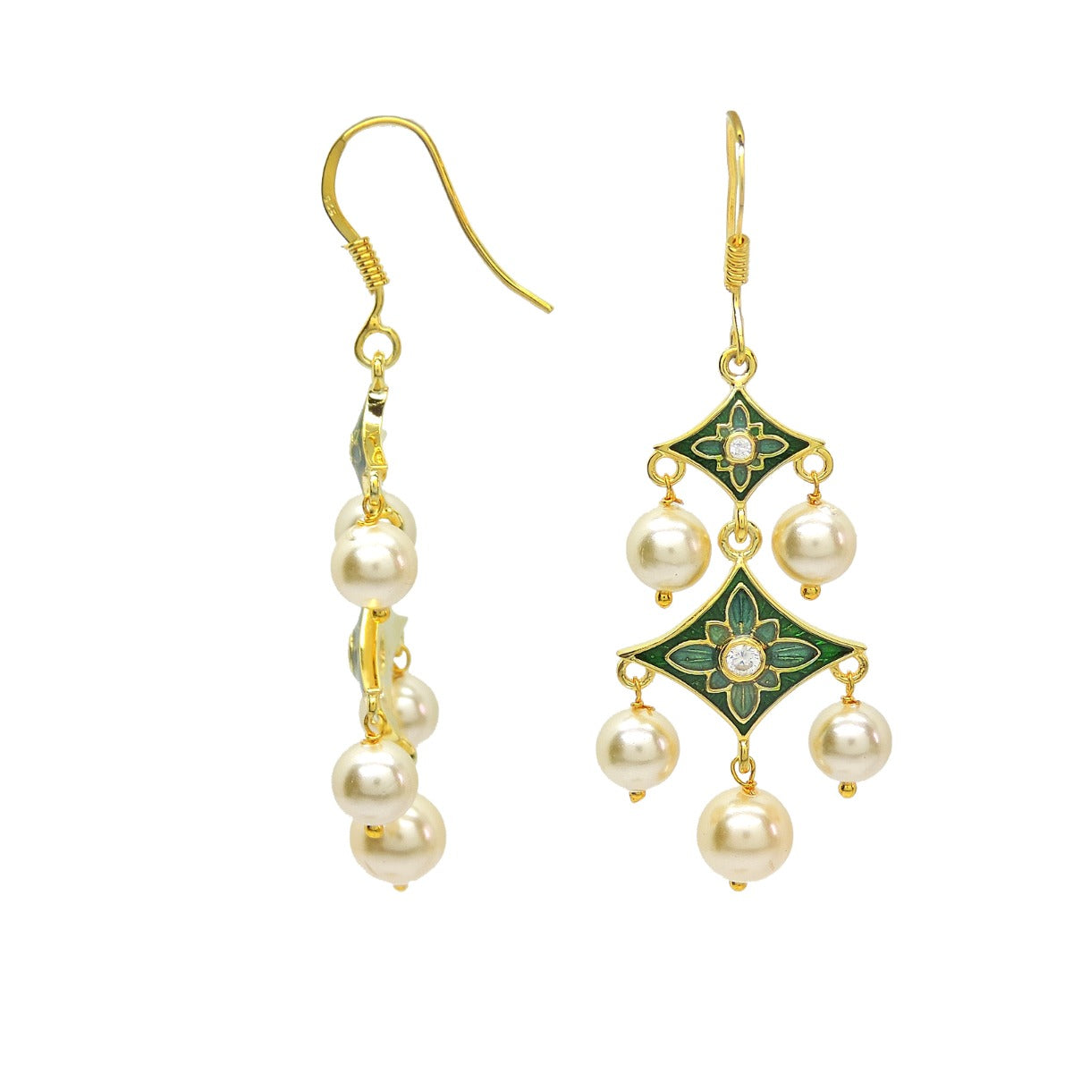 Green Summer Enamel Earrings