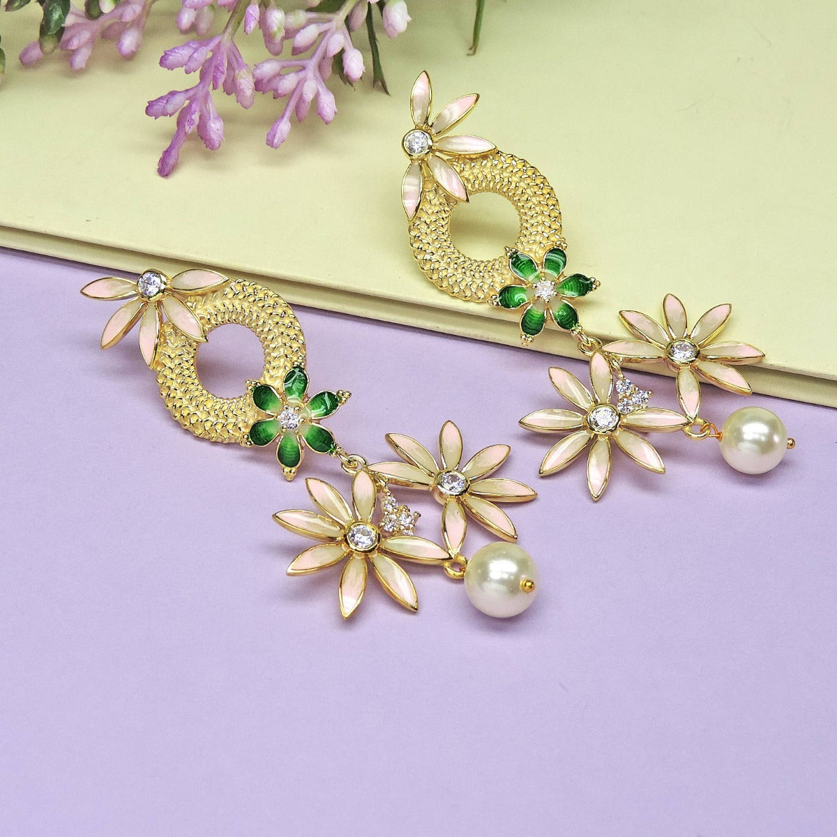 Ruhi Floret Enamel Earrings