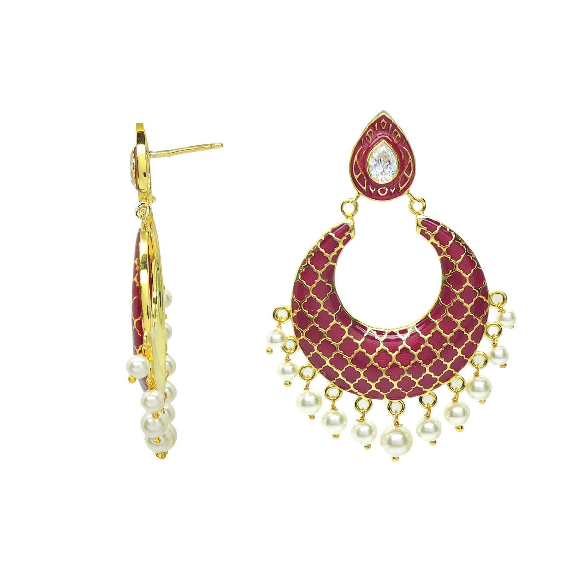 Evening Diva Enamel Chandbali Earrings