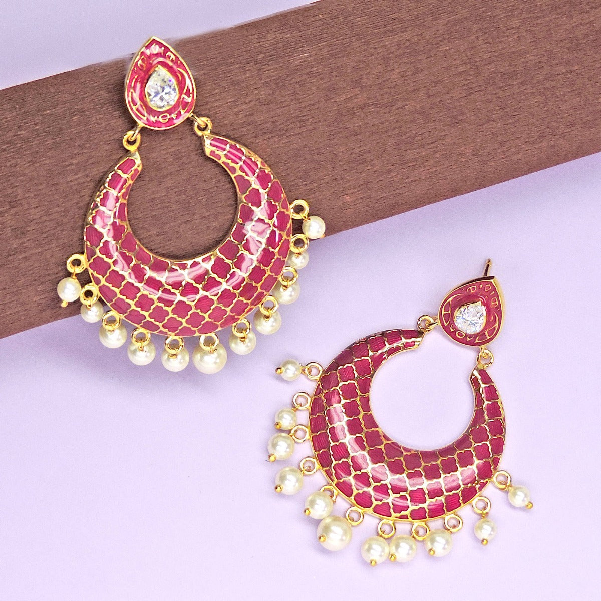 Evening Diva Enamel Chandbali Earrings