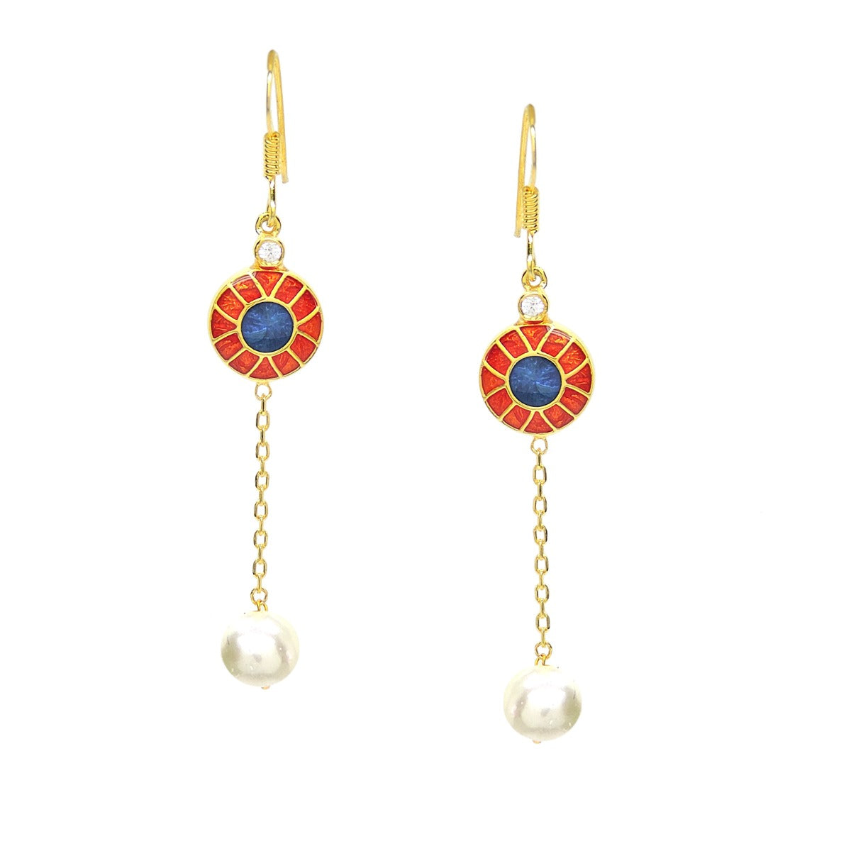 Simple Pearl Drop Enamel Earrings