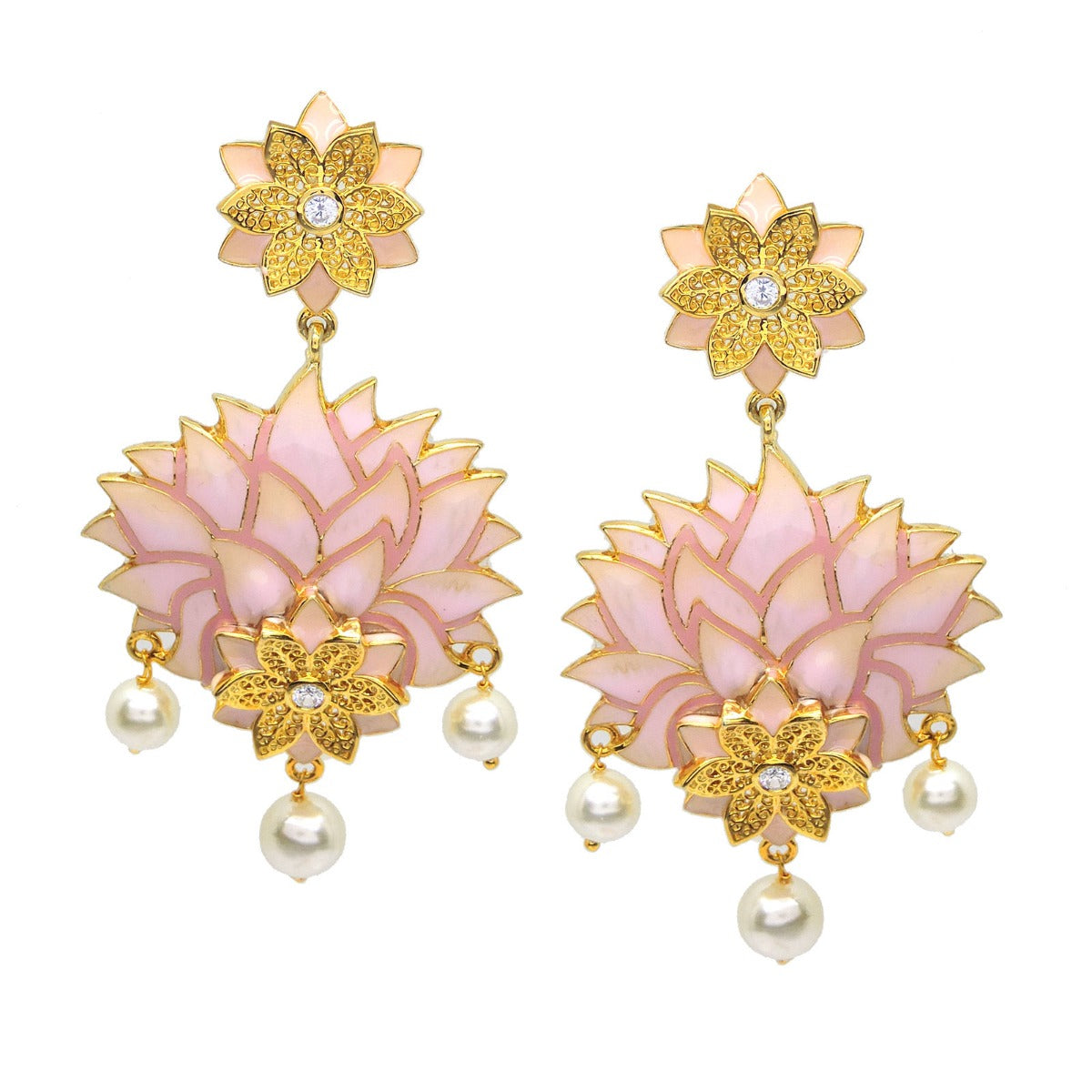 Gulabi Meenakari Enamel Earrings