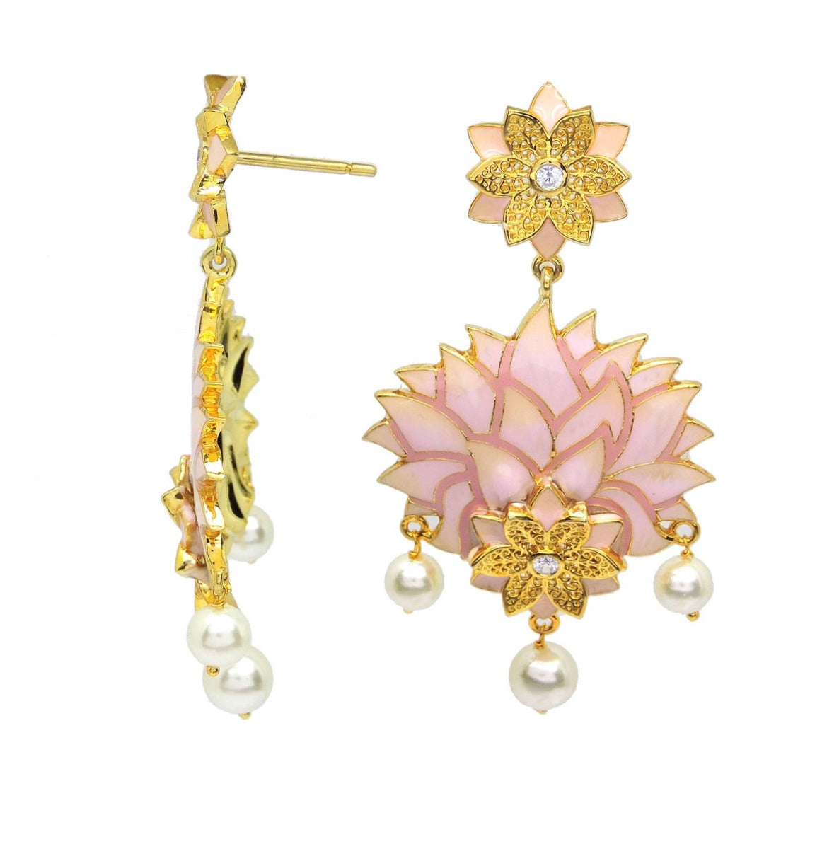 Gulabi Meenakari Enamel Earrings