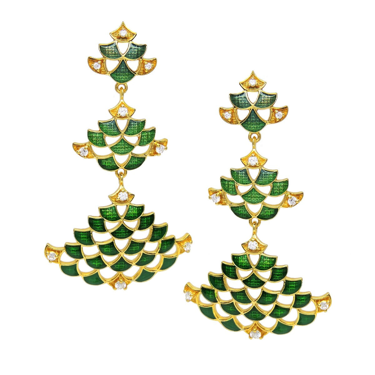 Ruhi Green Enamel Earrings