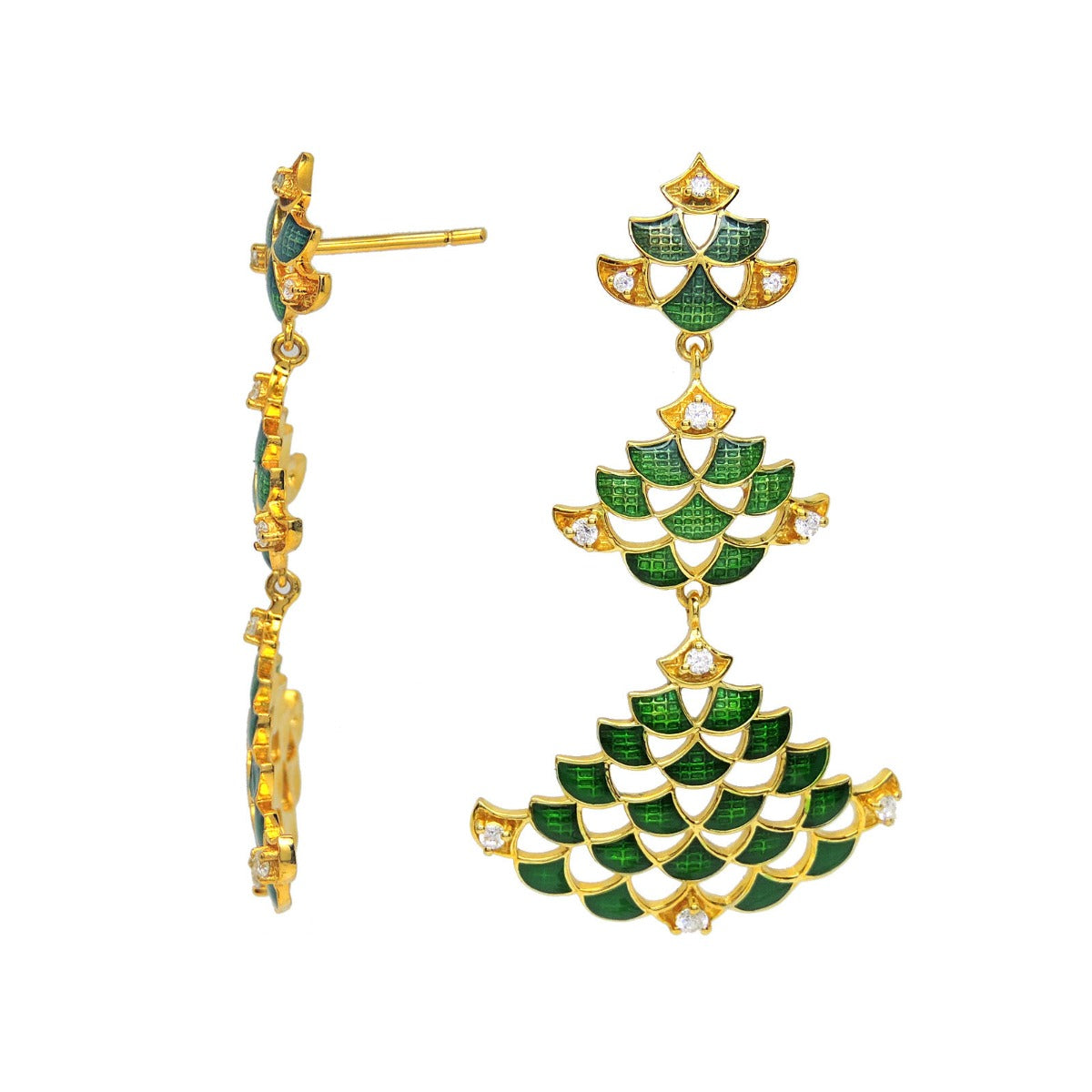 Ruhi Green Enamel Earrings