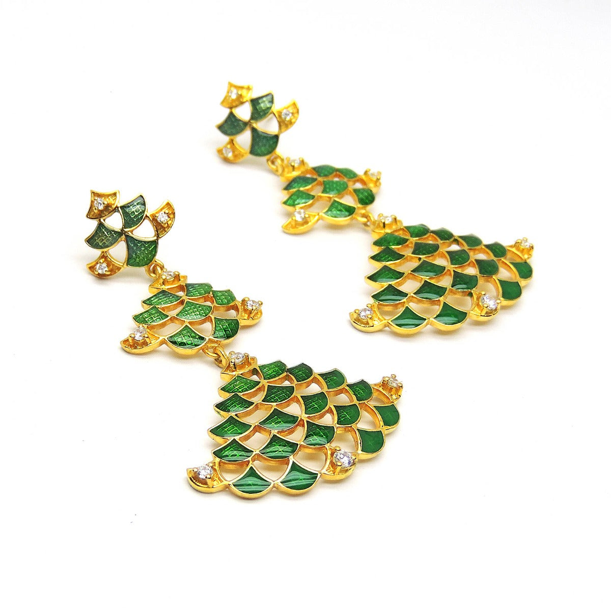 Ruhi Green Enamel Earrings