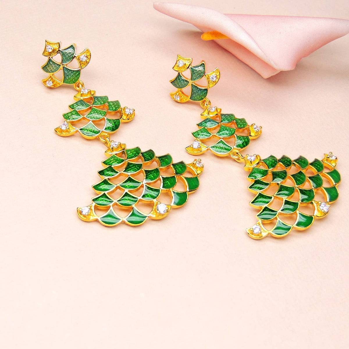 Ruhi Green Enamel Earrings
