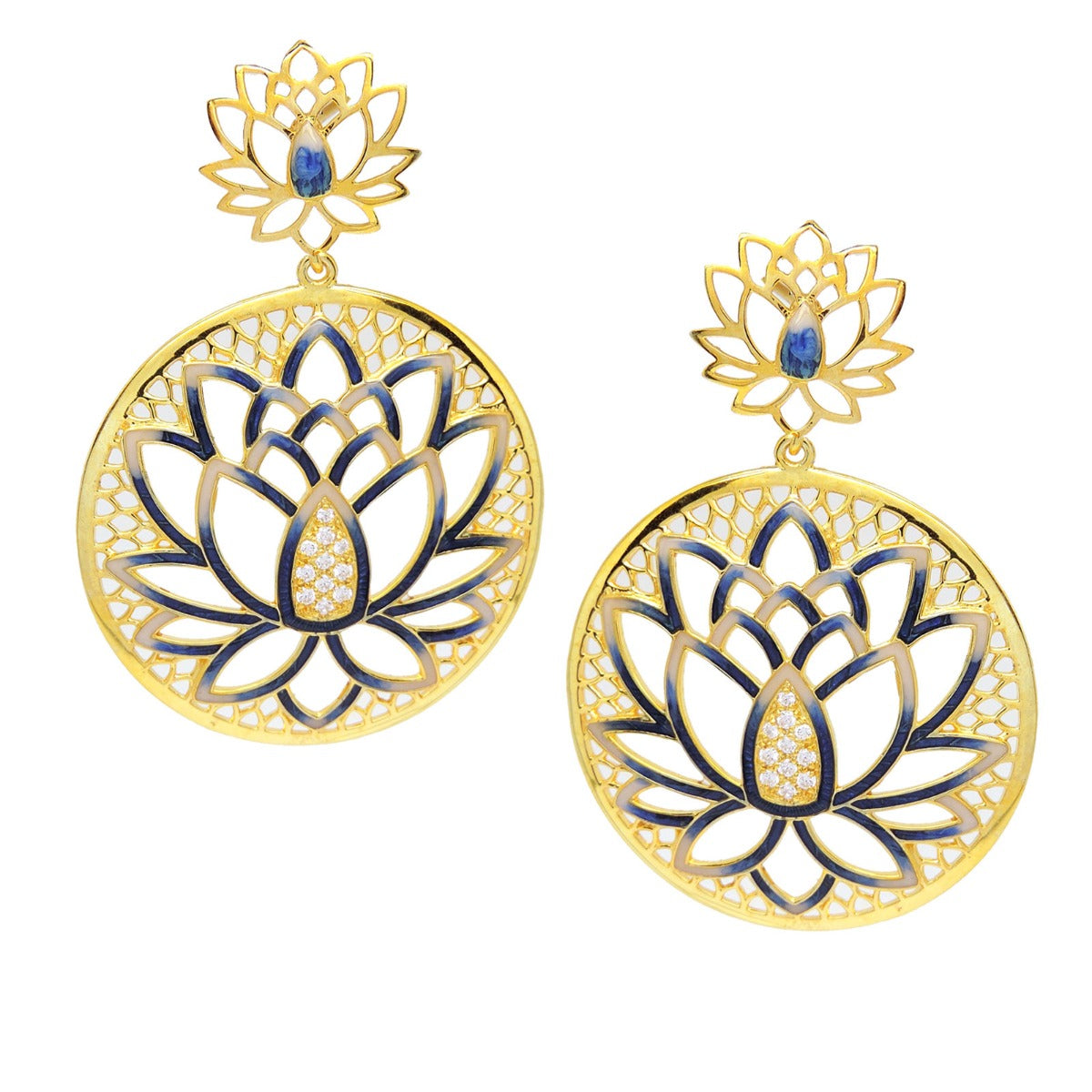 Lotus On My Mind Enamel Earrings