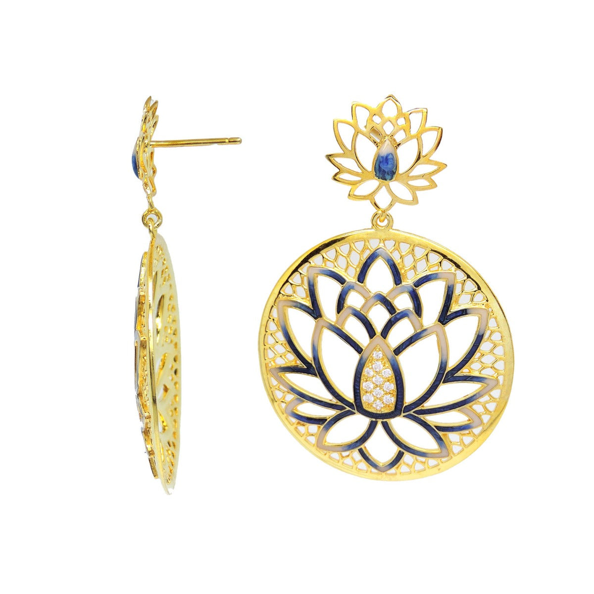 Lotus On My Mind Enamel Earrings
