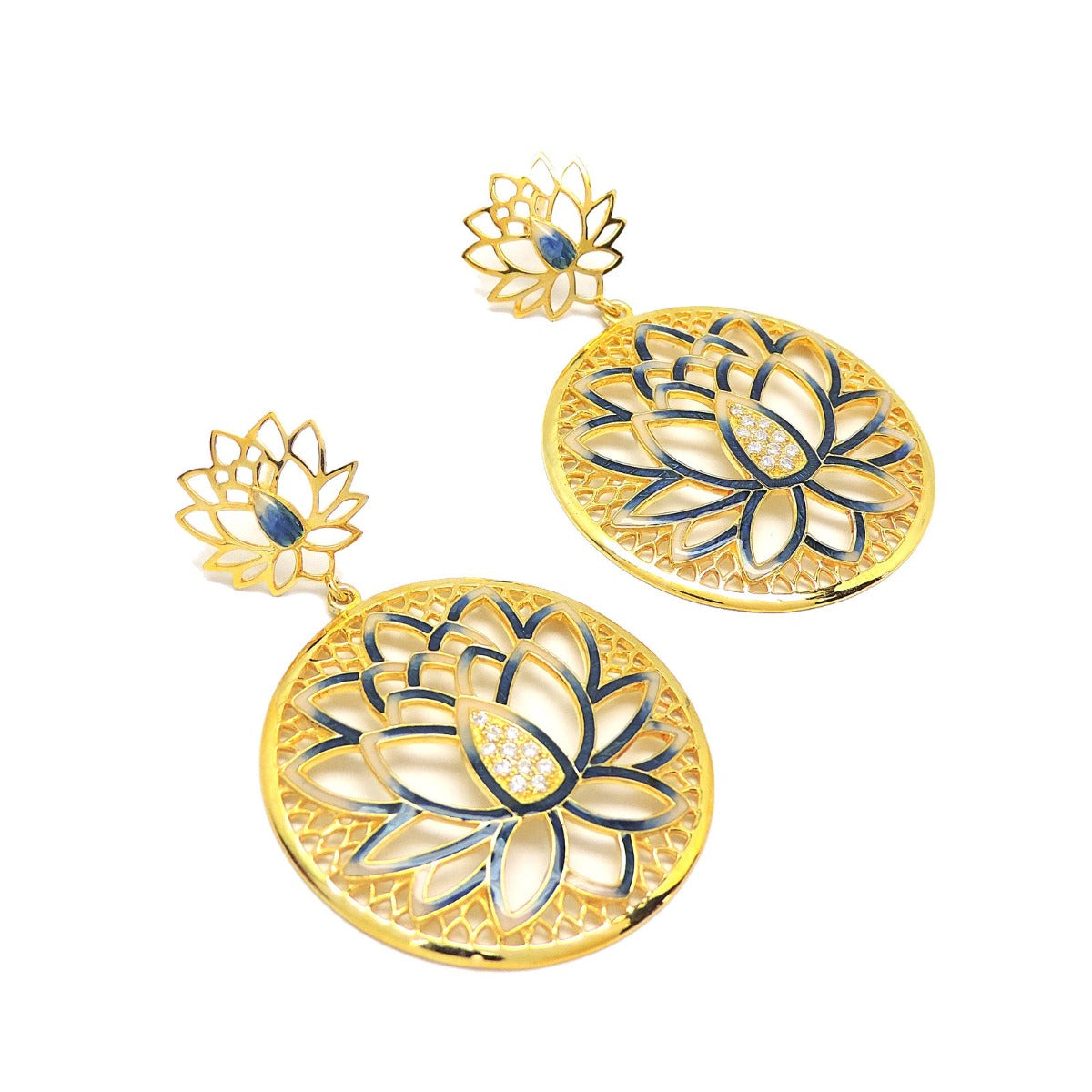 Lotus On My Mind Enamel Earrings