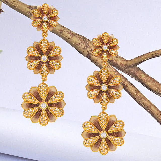 Trio Floret Enamel Drop Earrings