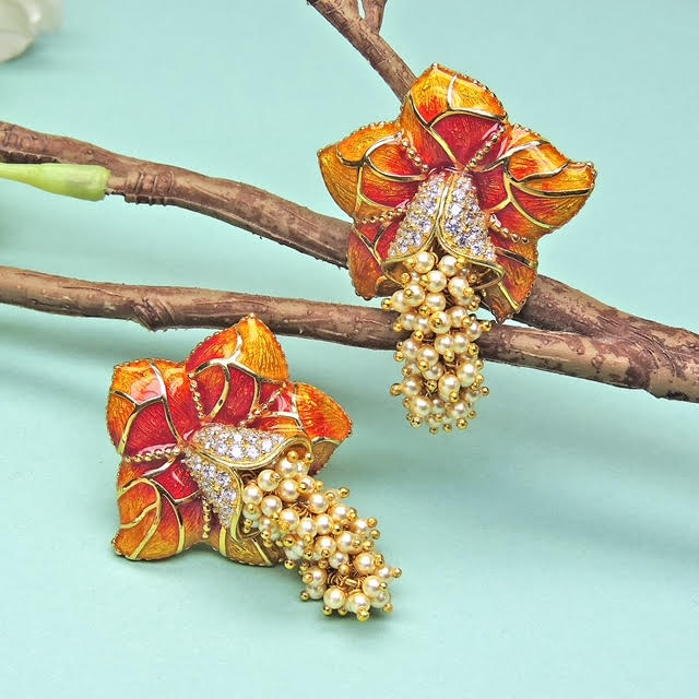 Royal Floret Enamel Drop Earrings