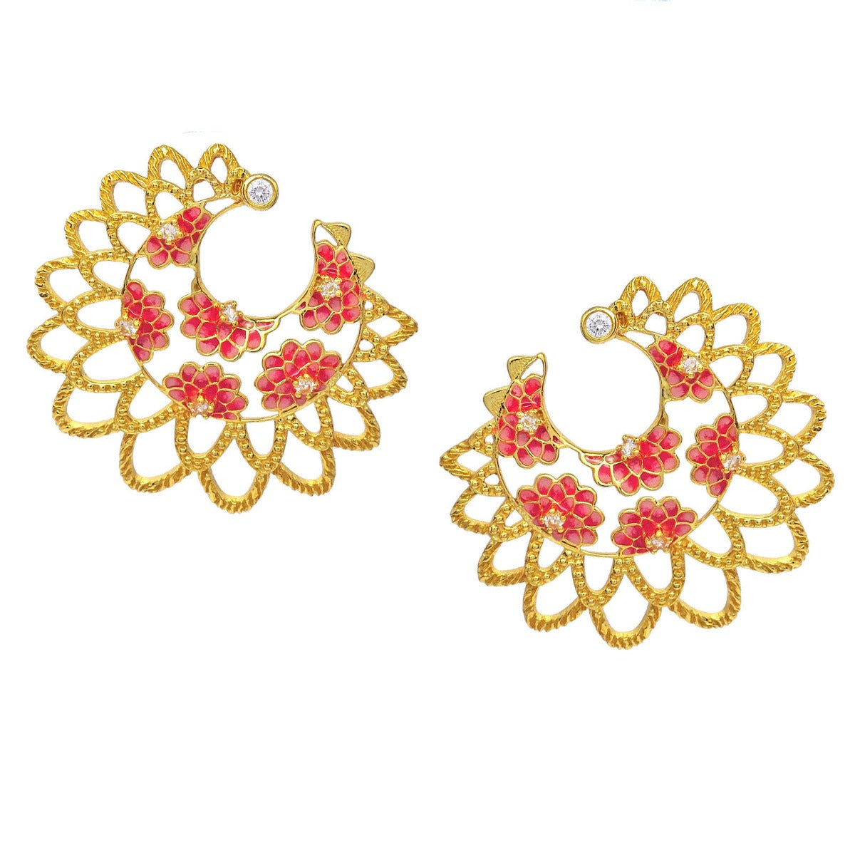 Pink Floret Enamel Earrings