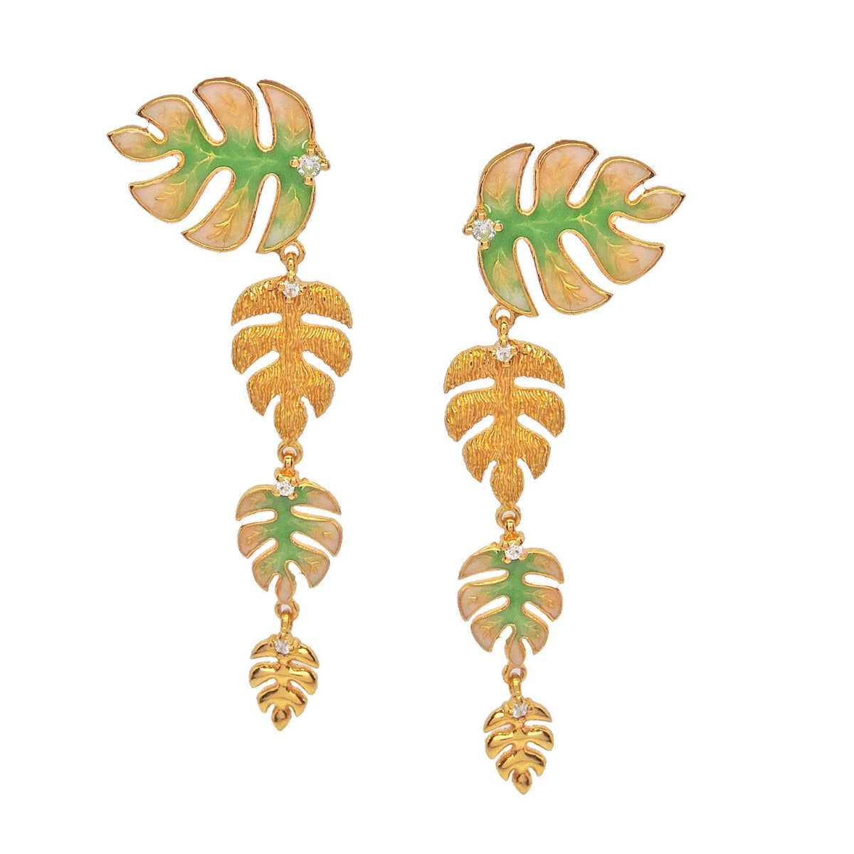 Radiant Leaf Enamel Drop Earrings