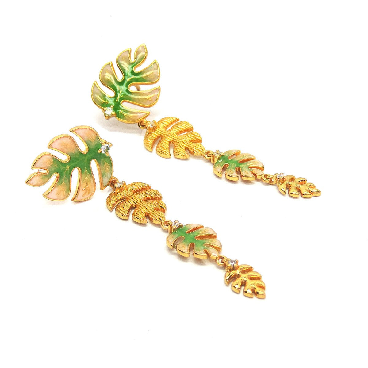 Radiant Leaf Enamel Drop Earrings