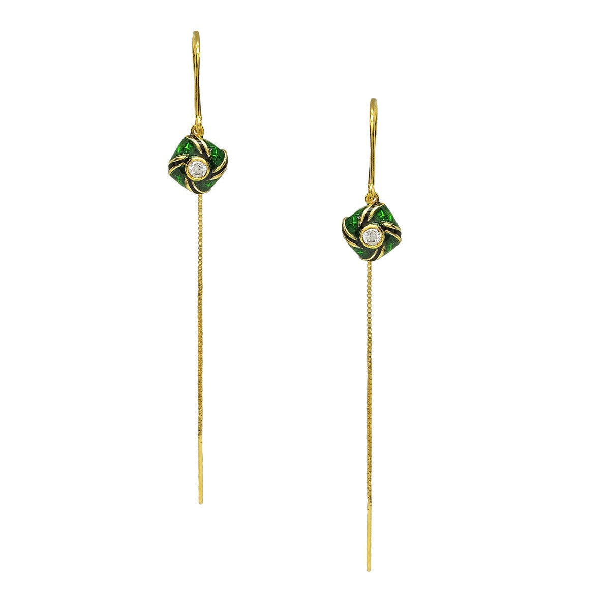 Delicate Enamel Sui Dhaga Earrings