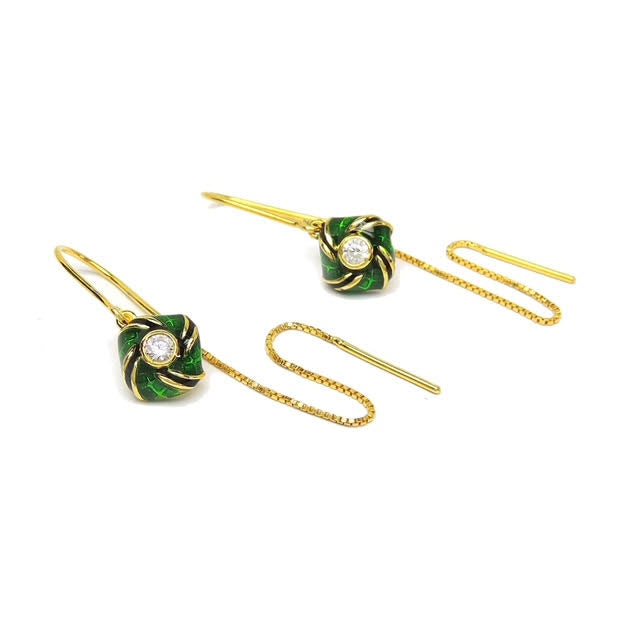 Delicate Enamel Sui Dhaga Earrings