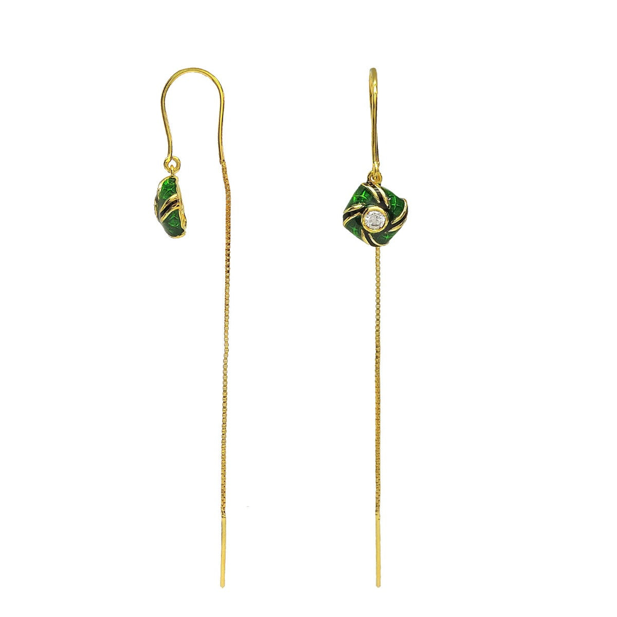 Delicate Enamel Sui Dhaga Earrings