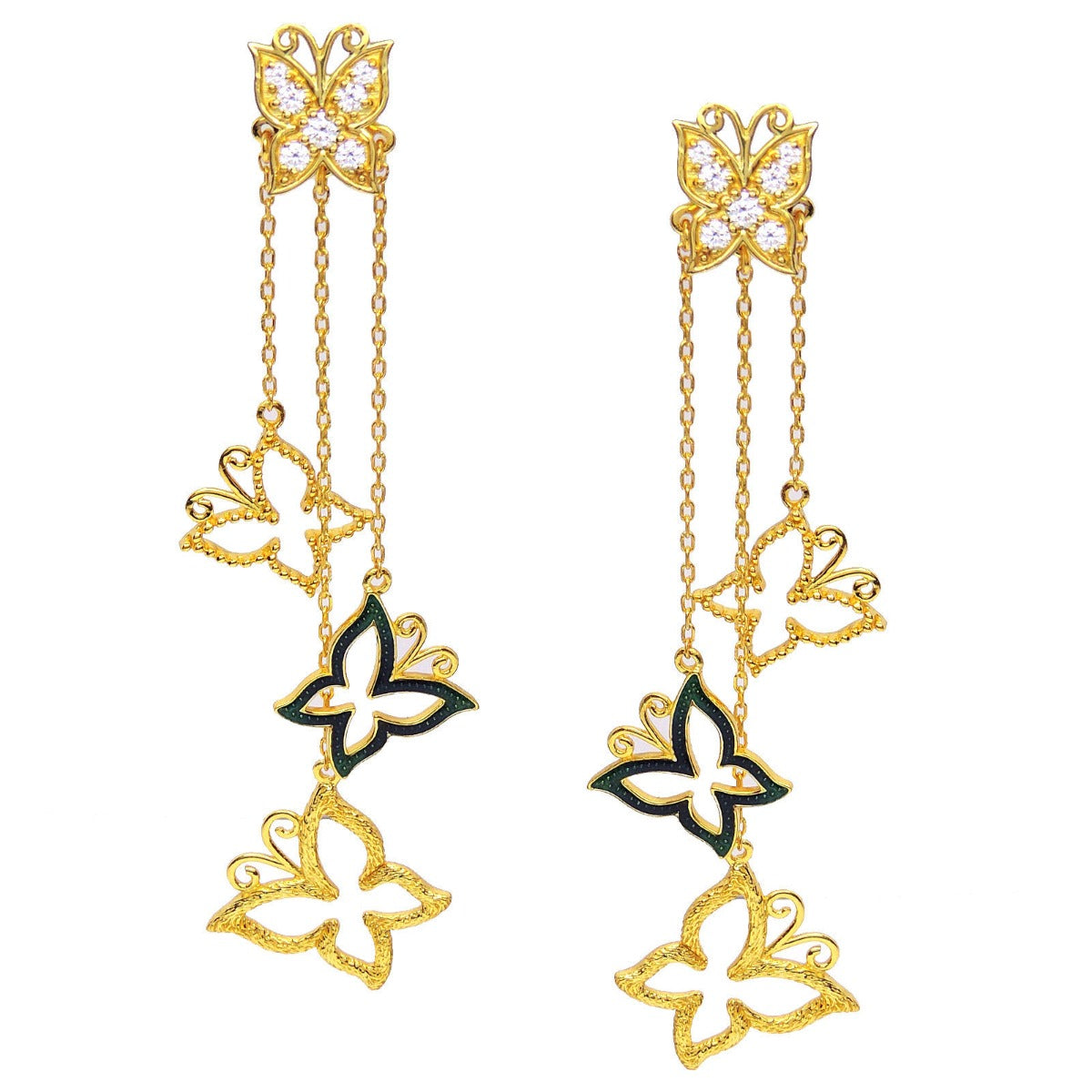 Fluttering Butterfly Drop Earrings