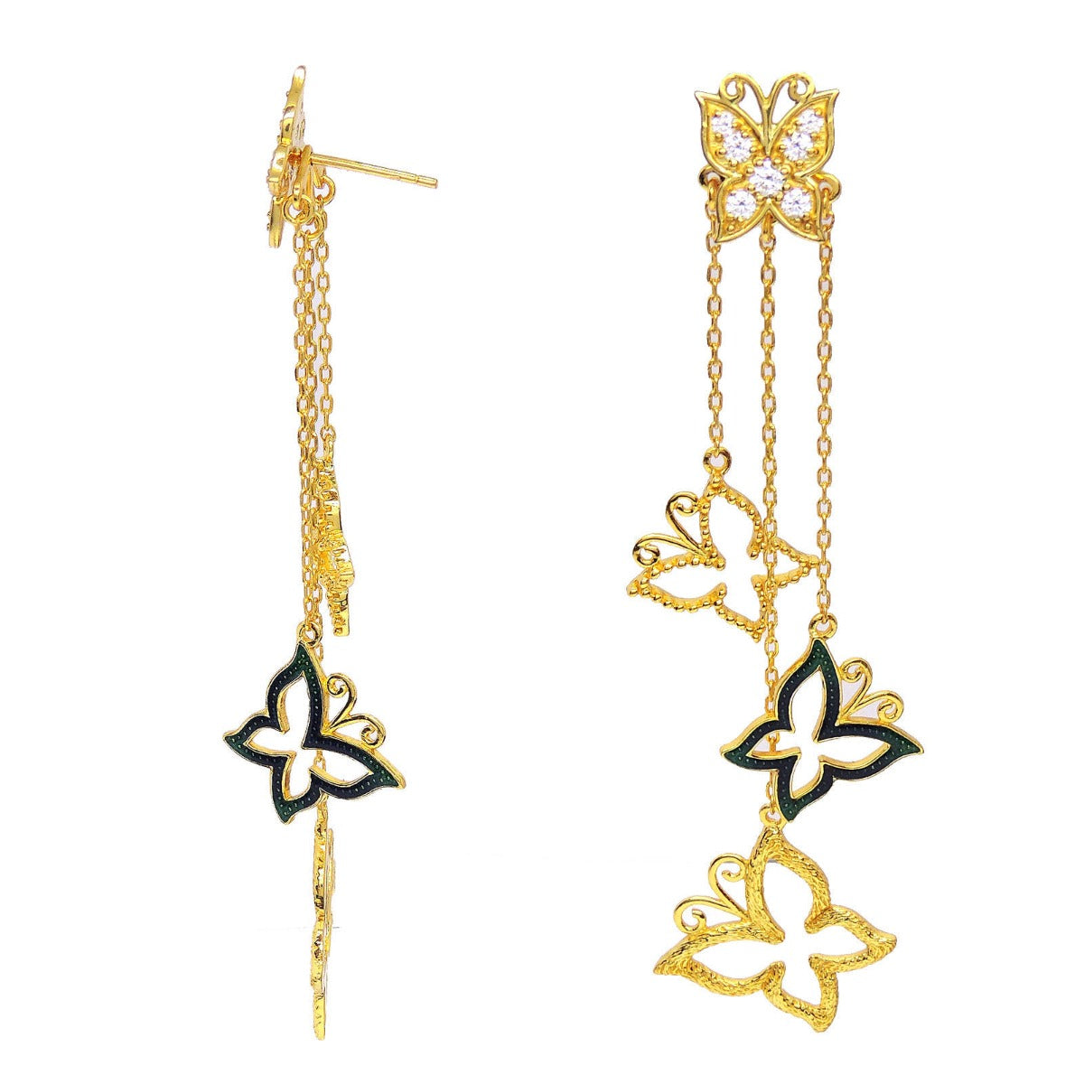 Fluttering Butterfly Drop Earrings